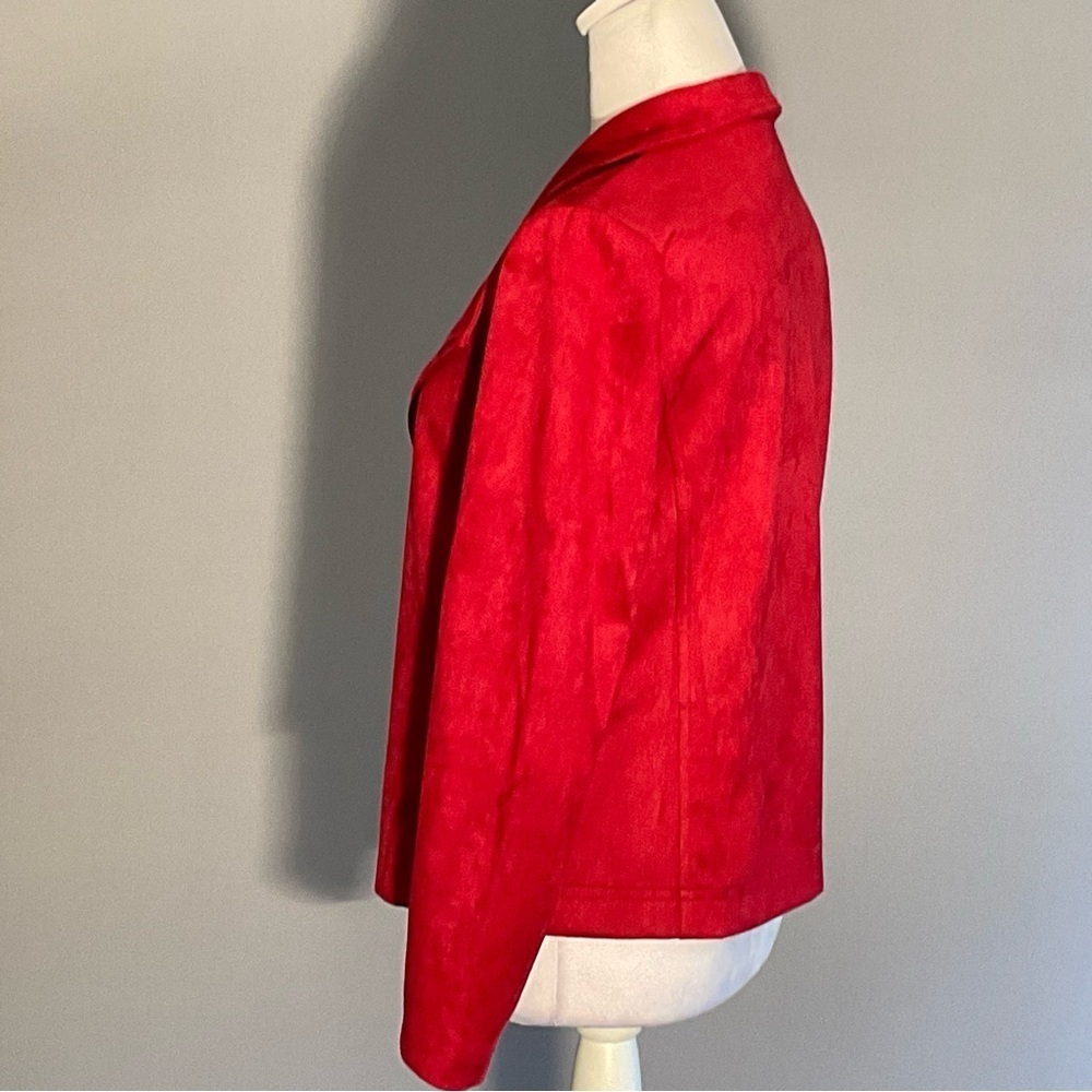 Emmeline Petite Red Faux Suede Open Front Jacket PS - Picture 7 of 15